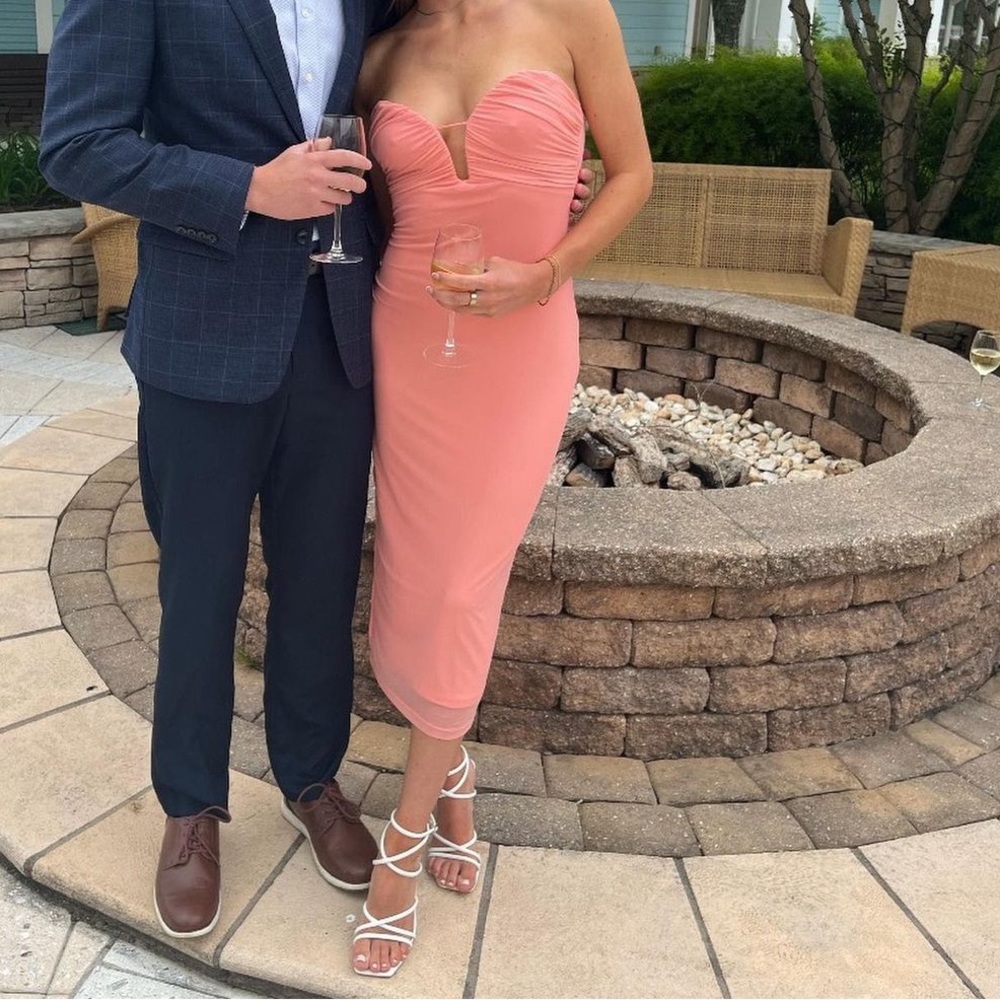 Pink midi dress strapless